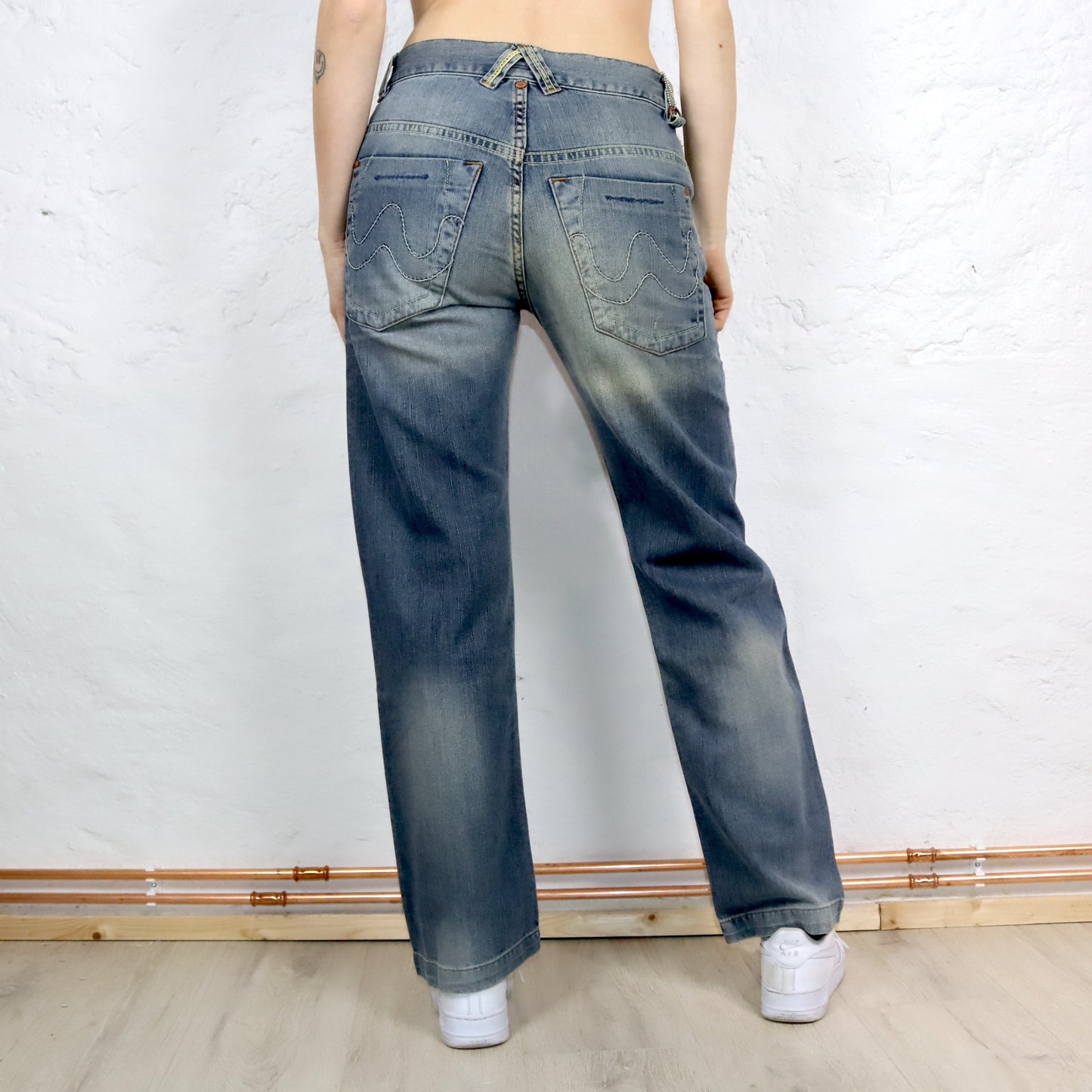 Vintage 90s 00s Y2k WAXY Jeans Pants Baggy Wide Leg Deadstock W28