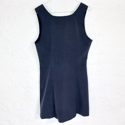 Vintage 80er 90er Minikleid Blazerkleid ärmellos Knopfreihen dunkelblau Made in Italy S