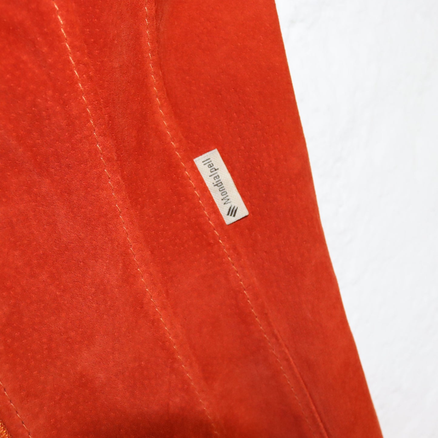 Vintage 80s 90s leather dress mini dress leather zipper orange Made in Italy M/L
