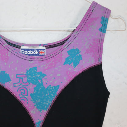 Vintage 80s 90s REEBOK one-piece bodysuit gymnastics tight crazy pattern sleeveless S