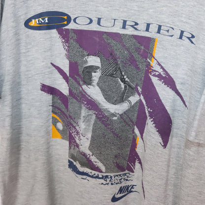 Vintage 80s 90s NIKE Rare T-Shirt short sleeve grey Jim Courier Tennis M