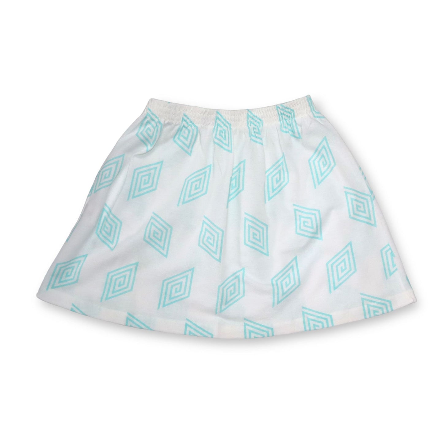 Vintage 80s 90s MEDICO skirt crazy pattern white turquoise S 36 Made in W.-Germany