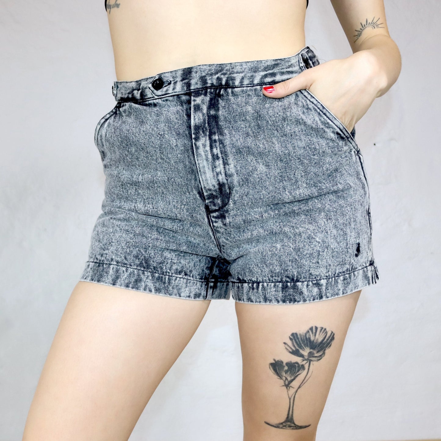 Vintage 80er 90er GÜNTER JONCKER Jeansshorts Shorts Denim stonewashed grau 48 M