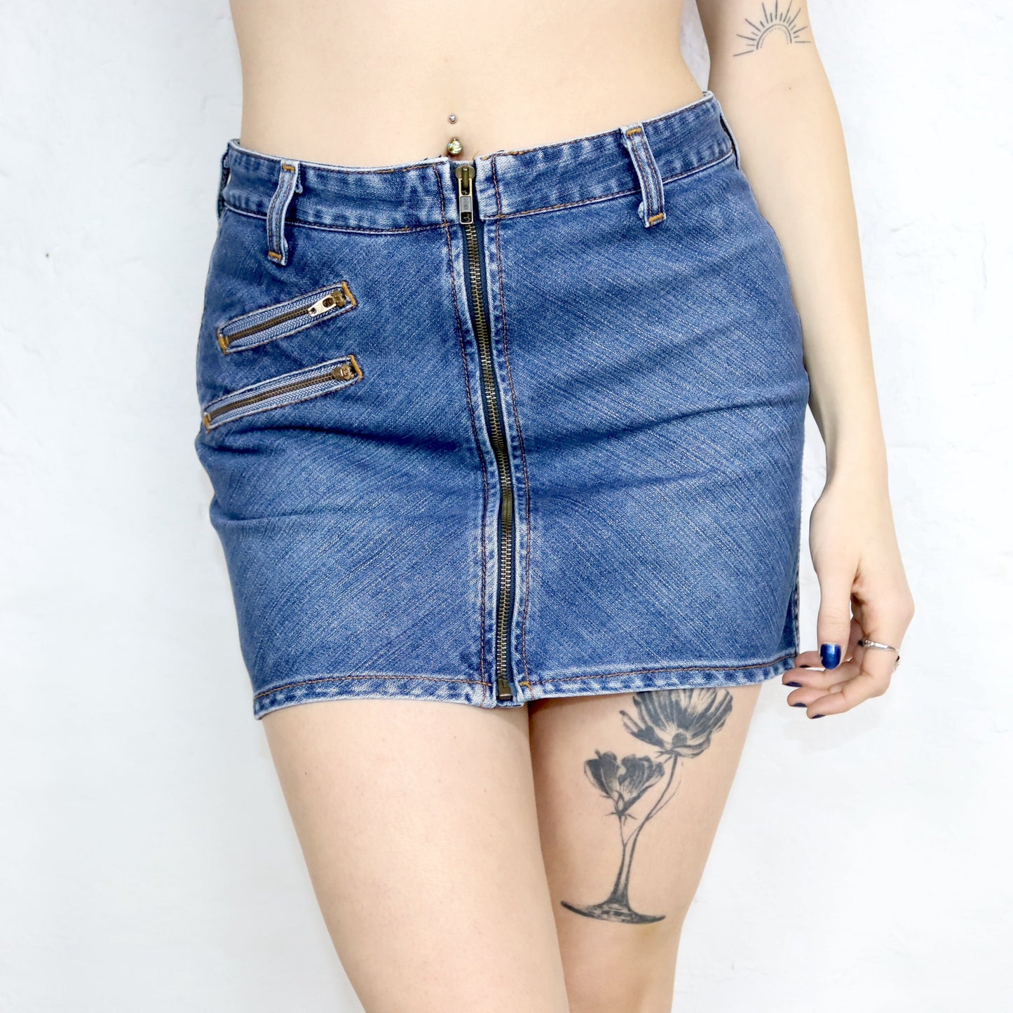 Vintage 80s 90s WRANGLER mini skirt denim skirt zipper W28