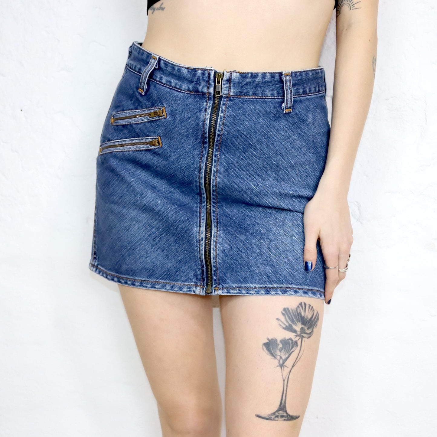 Vintage 80s 90s WRANGLER mini skirt denim skirt zipper W28