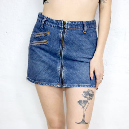 Vintage 80s 90s WRANGLER mini skirt denim skirt zipper W28