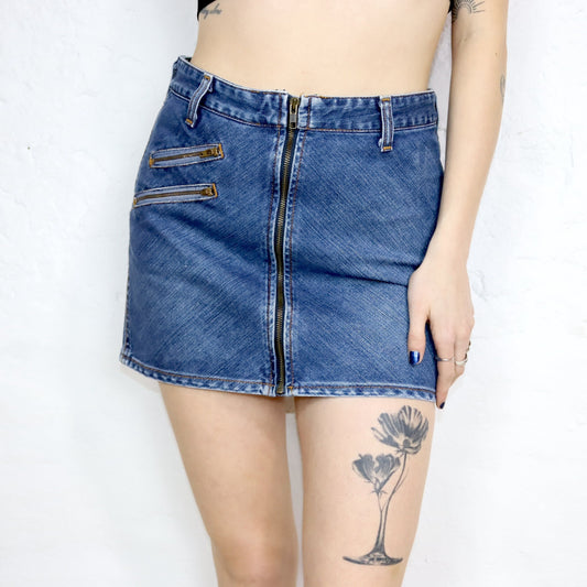 Vintage 80s 90s WRANGLER mini skirt denim skirt zipper W28