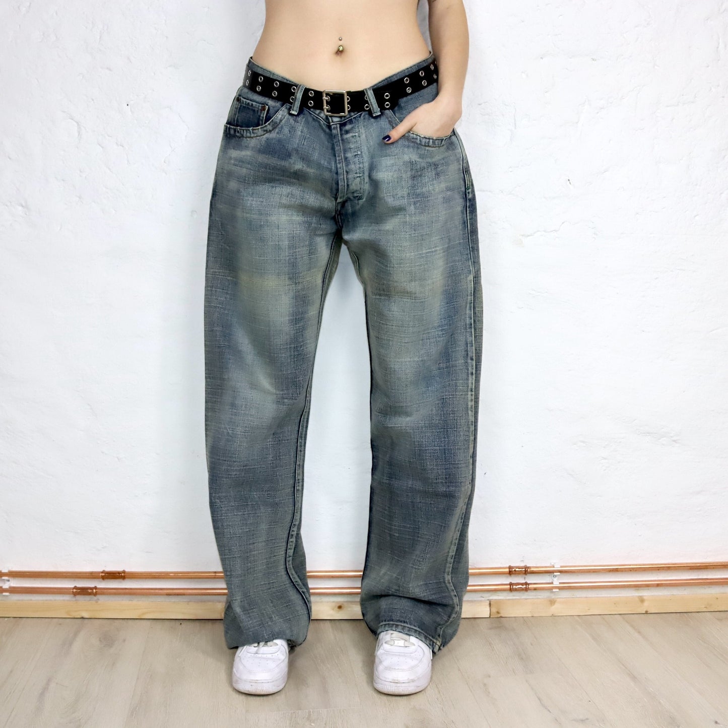 Vintage 90s 00s Y2k DIESEL baggy pants low waist jeans wide leg deadstock W36