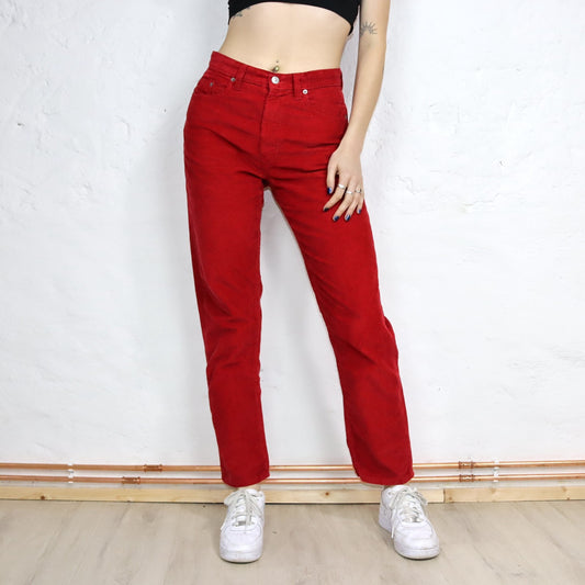 Vintage 80s 90s United Colors of BENETTON corduroy highwaist trousers red Made in Italy W31 L31