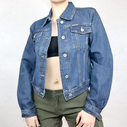 Vintage 90s 00s Y2k CRACKER denim jacket denim short cut Deadstock M