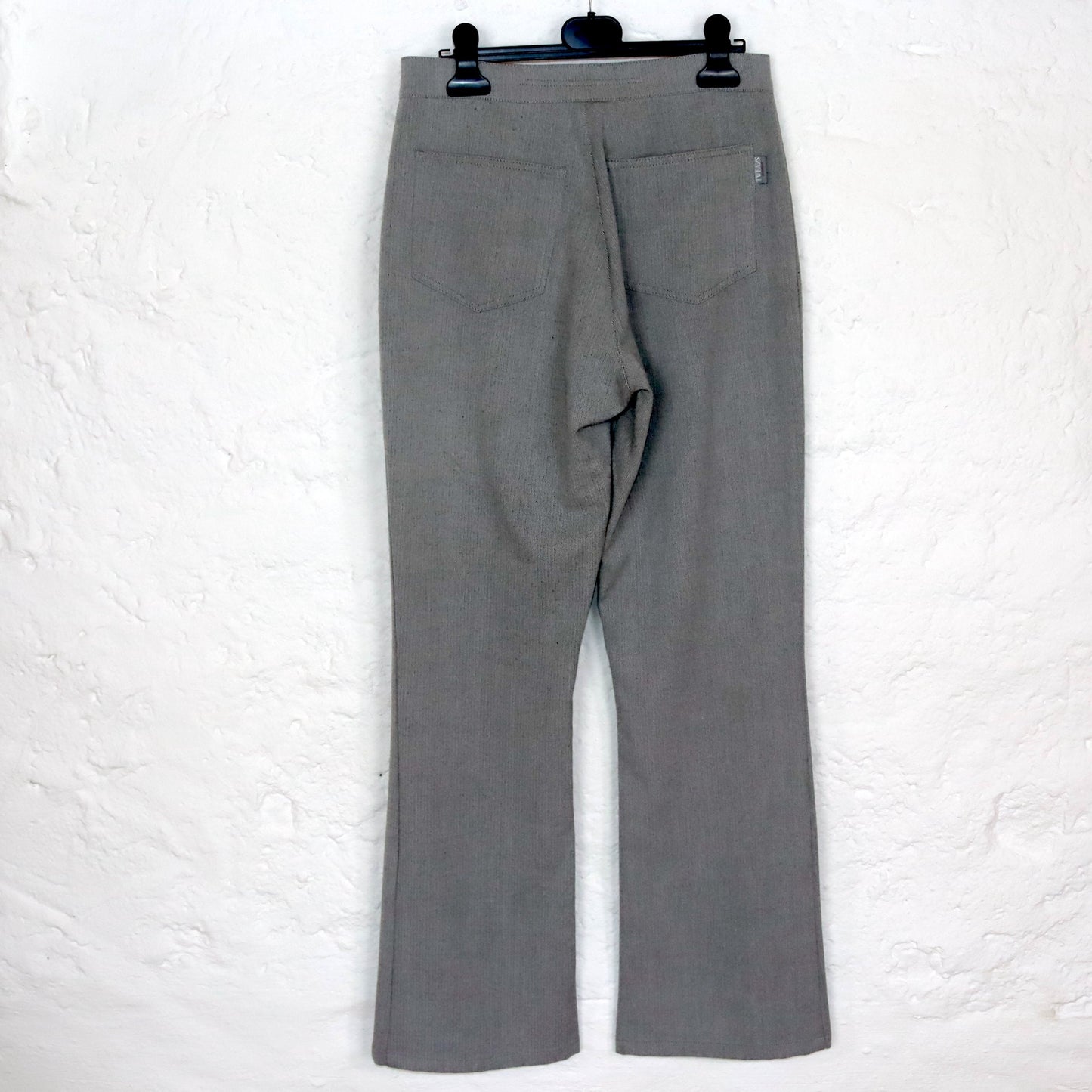 Vintage 70s 80s TWEANS flared trousers button-front grey high-waist trousers 38