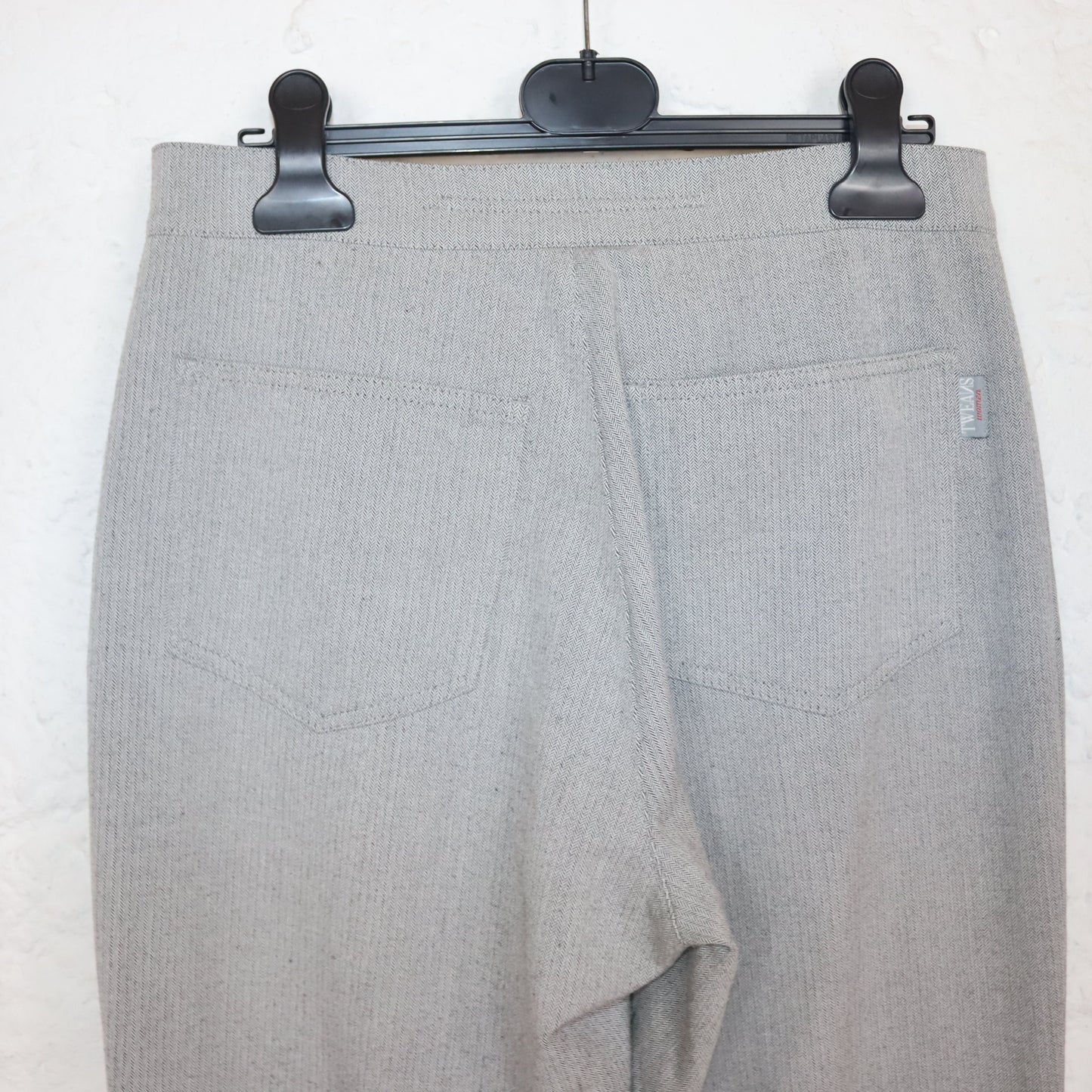 Vintage 70s 80s TWEANS flared trousers button-front grey high-waist trousers 38