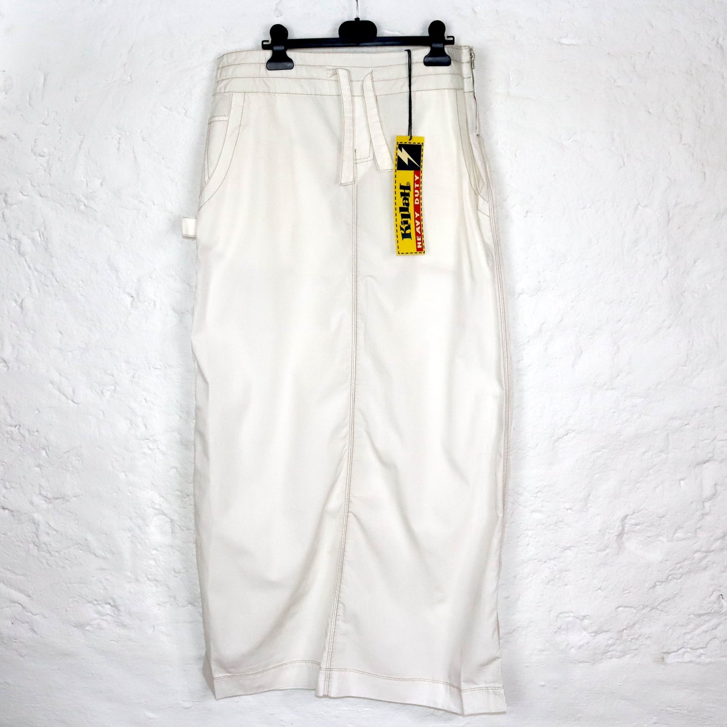 Vintage 90er 00er Y2k KILLAH Maxirock low waist Cargorock weiß Deadstock XL