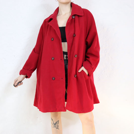 Vintage 80s 90s TIME COLLECTION coat new wool wool coat jacket red 40