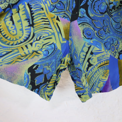 Vintage 80er 90er Bermudashorts kurze Hose crazy pattern blau bunt highwaist Made in Italy S