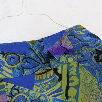 Vintage 80er 90er Bermudashorts kurze Hose crazy pattern blau bunt highwaist Made in Italy S