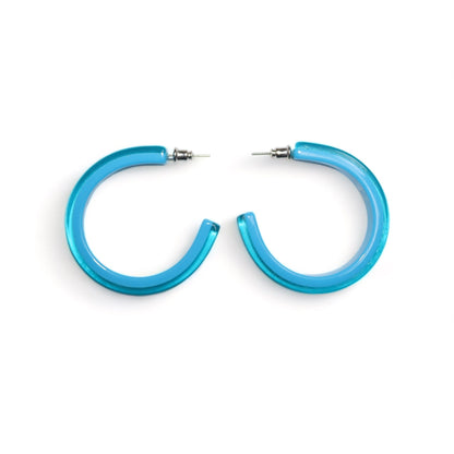 Vintage 80s 90s Y2k earrings hoop earrings deadstock blue slightly transparent
