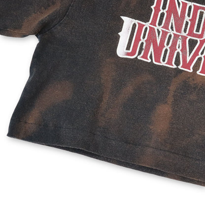 Vintage 80er 90er Reworked Crop T-Shirt Upcycled Batik schwarz Indiana University M