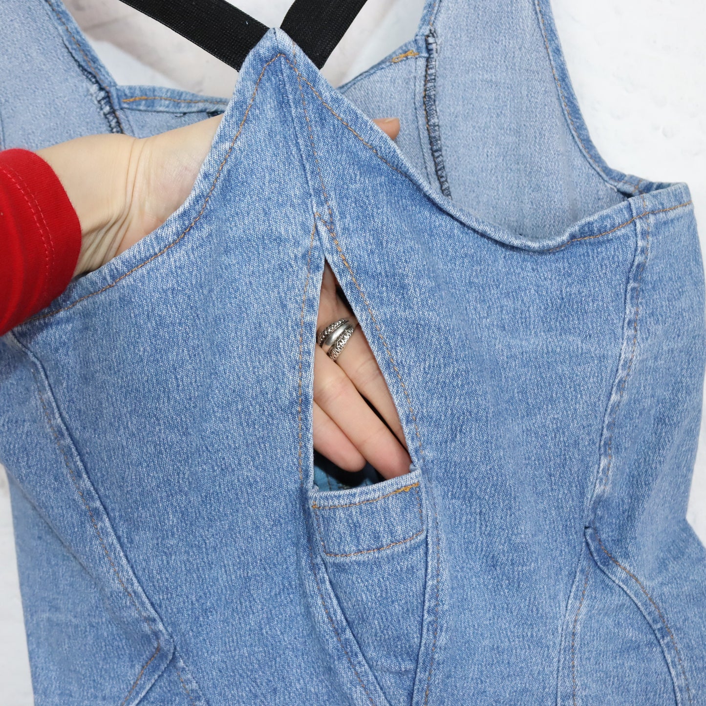 Vintage 80s 90s FLYTIME denim dress mini dress straps denim tight Made in Italy S/M