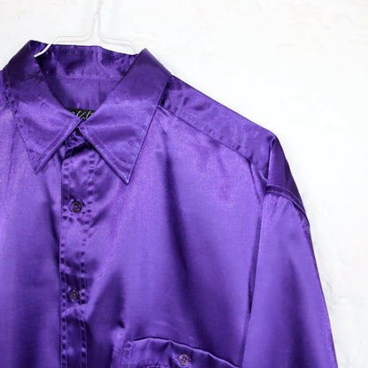 Vintage 80s 90s S.VALERO shirt long sleeve shiny purple L
