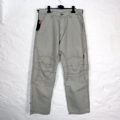 Vintage 80s 90s Y2k DIESEL Baggy Pants Trousers Wide Leg Light Grey Deadstock W32