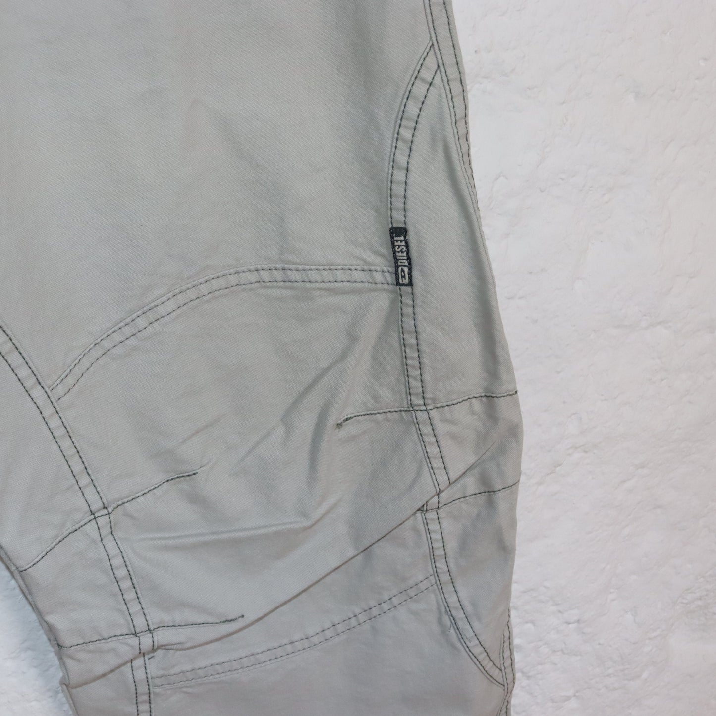 Vintage 80s 90s Y2k DIESEL Baggy Pants Trousers Wide Leg Light Grey Deadstock W32