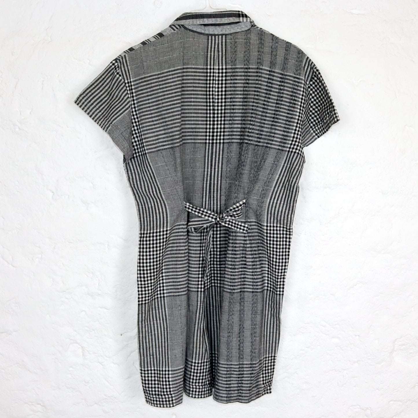 Vintage 80s 90s LILI MERCREDI jumpsuit one-piece short sleeve checked black white 40 M