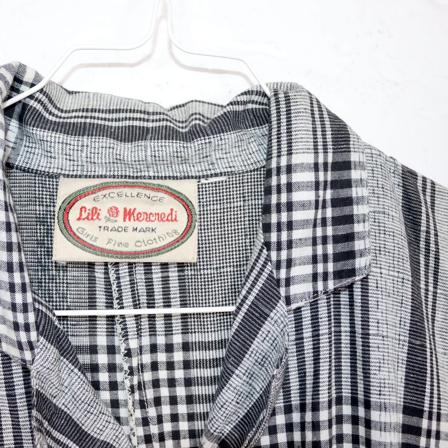 Vintage 80s 90s LILI MERCREDI jumpsuit one-piece short sleeve checked black white 40 M
