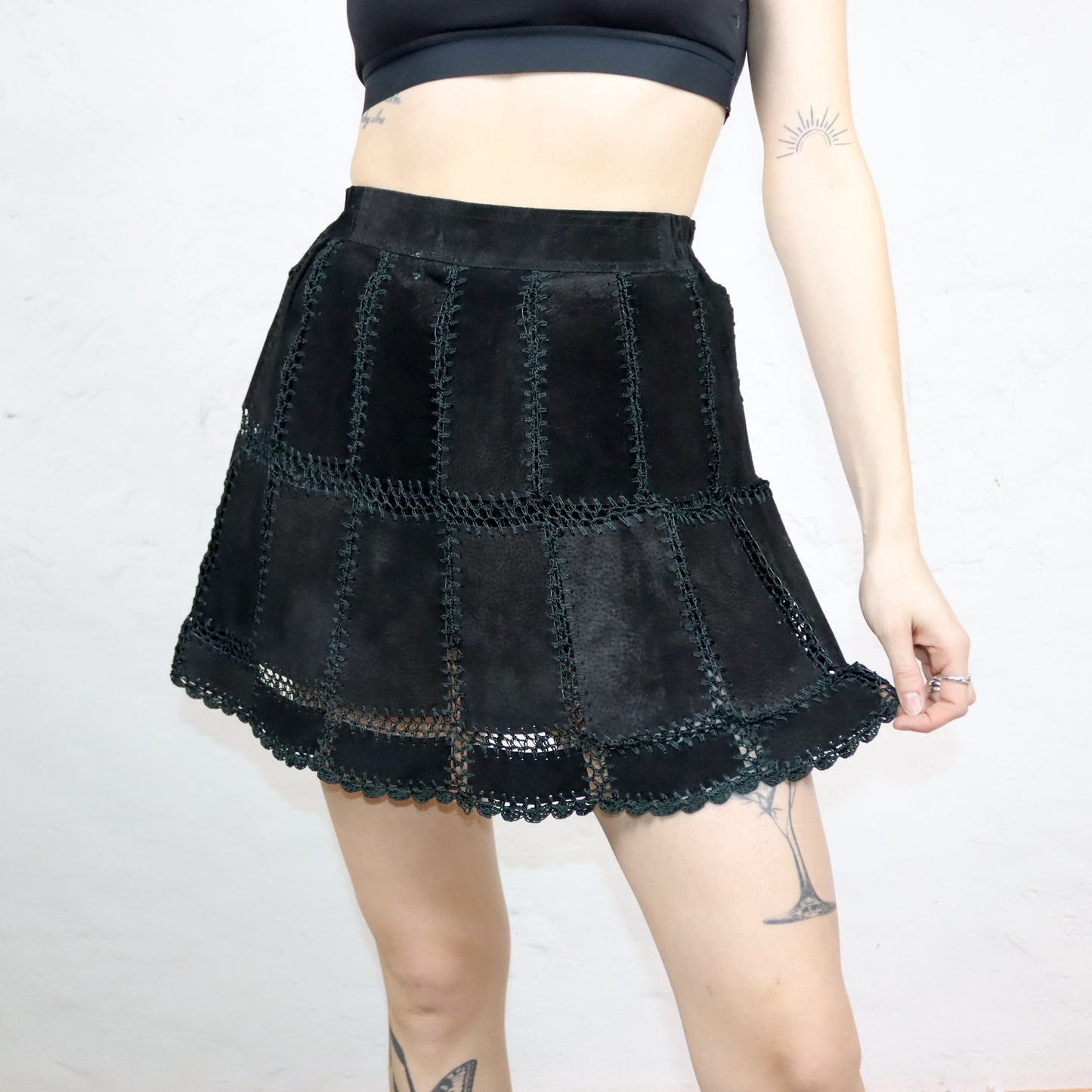 Vintage 80er 90er Lederrock Minirock schwarz highwaist S