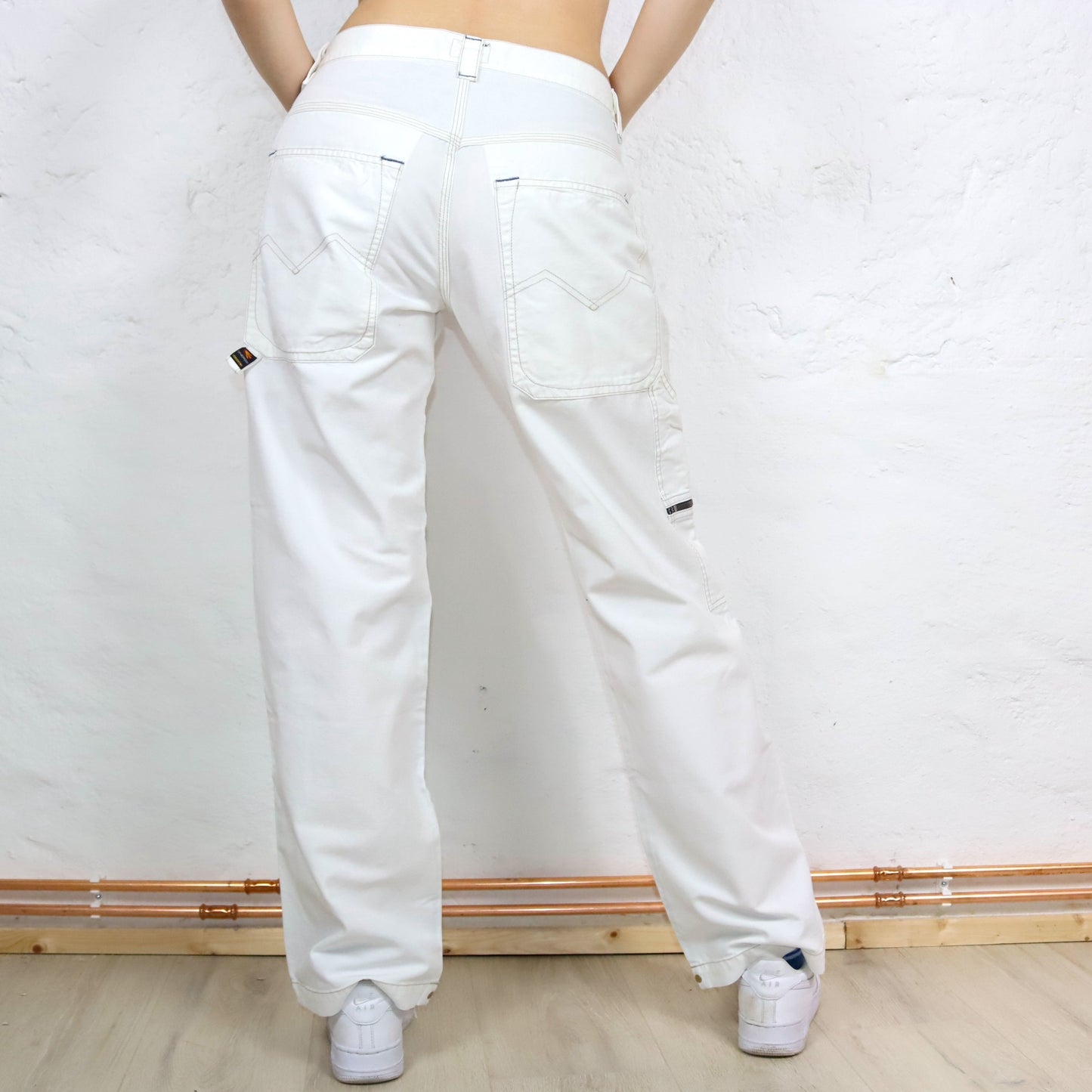 Vintage 90s 00s Y2k ENERGIE Baggy Pants Trousers Wide Leg White Deadstock W32 M