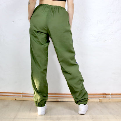Vintage 80s 90s PROACE tracksuit bottoms shiny purple khaki M