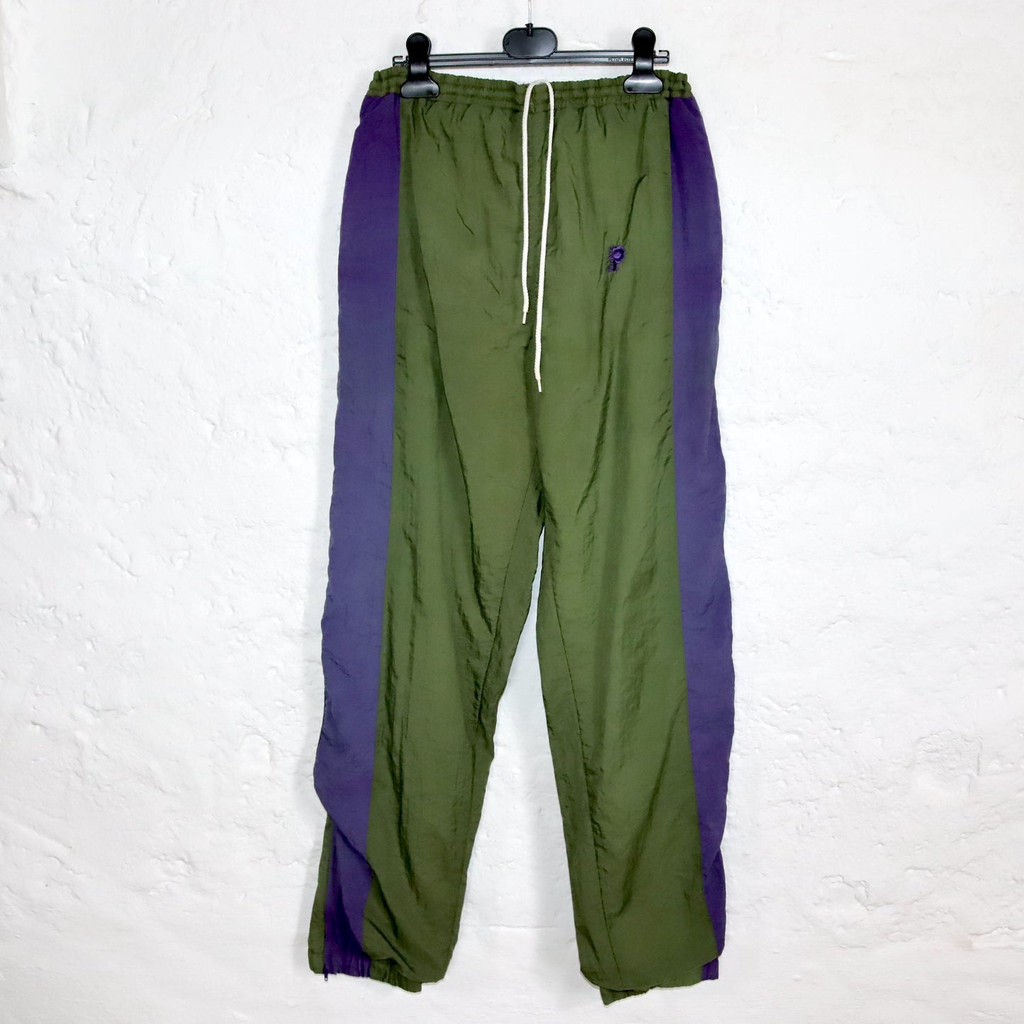 Vintage 80s 90s PROACE tracksuit bottoms shiny purple khaki M
