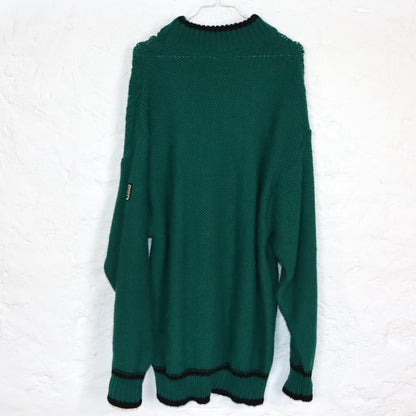 Vintage 80s 90s CARRERA wool dress wool sweater pullover black green new wool L