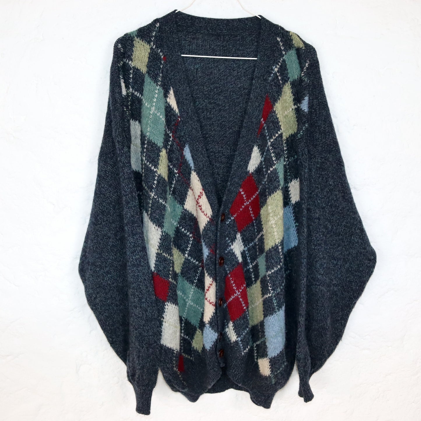 Vintage 80er 90er Wollcardigan Cardigan Wolle Karomuster XL