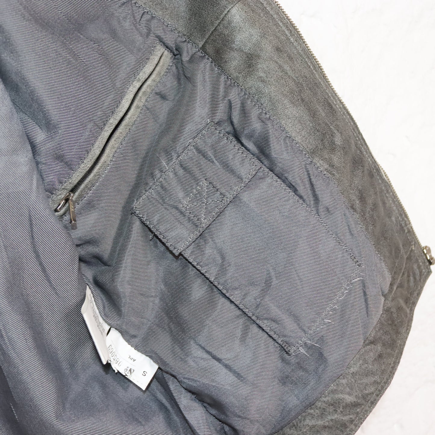 Vintage 80s 90s leather jacket calfskin grey used look 48 M