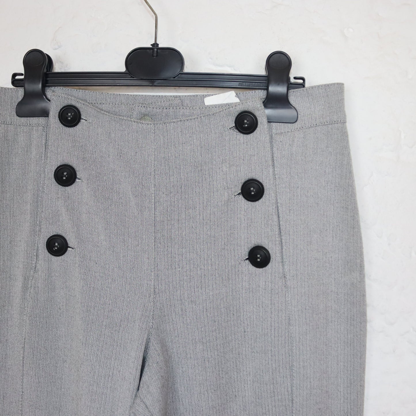 Vintage 70s 80s TWEANS flared trousers button-front grey high-waist trousers 38