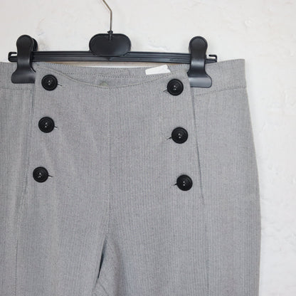 Vintage 70s 80s TWEANS flared trousers button-front grey high-waist trousers 38
