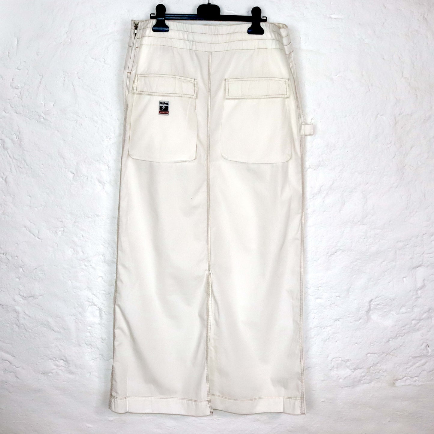 Vintage 90er 00er Y2k KILLAH Maxirock low waist Cargorock weiß Deadstock XL