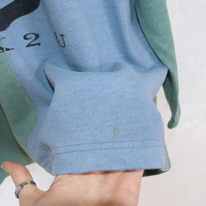 Vintage 80er 90er ETIREL Sweatshirt Pullover blau grün Print M