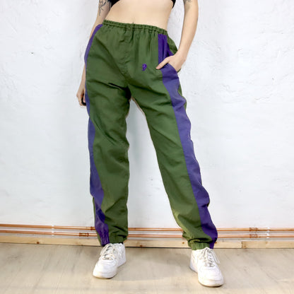 Vintage 80s 90s PROACE tracksuit bottoms shiny purple khaki M