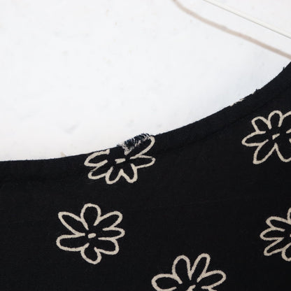 Vintage 80s 90s mini dress sleeveless floral pattern dark blue viscose 38