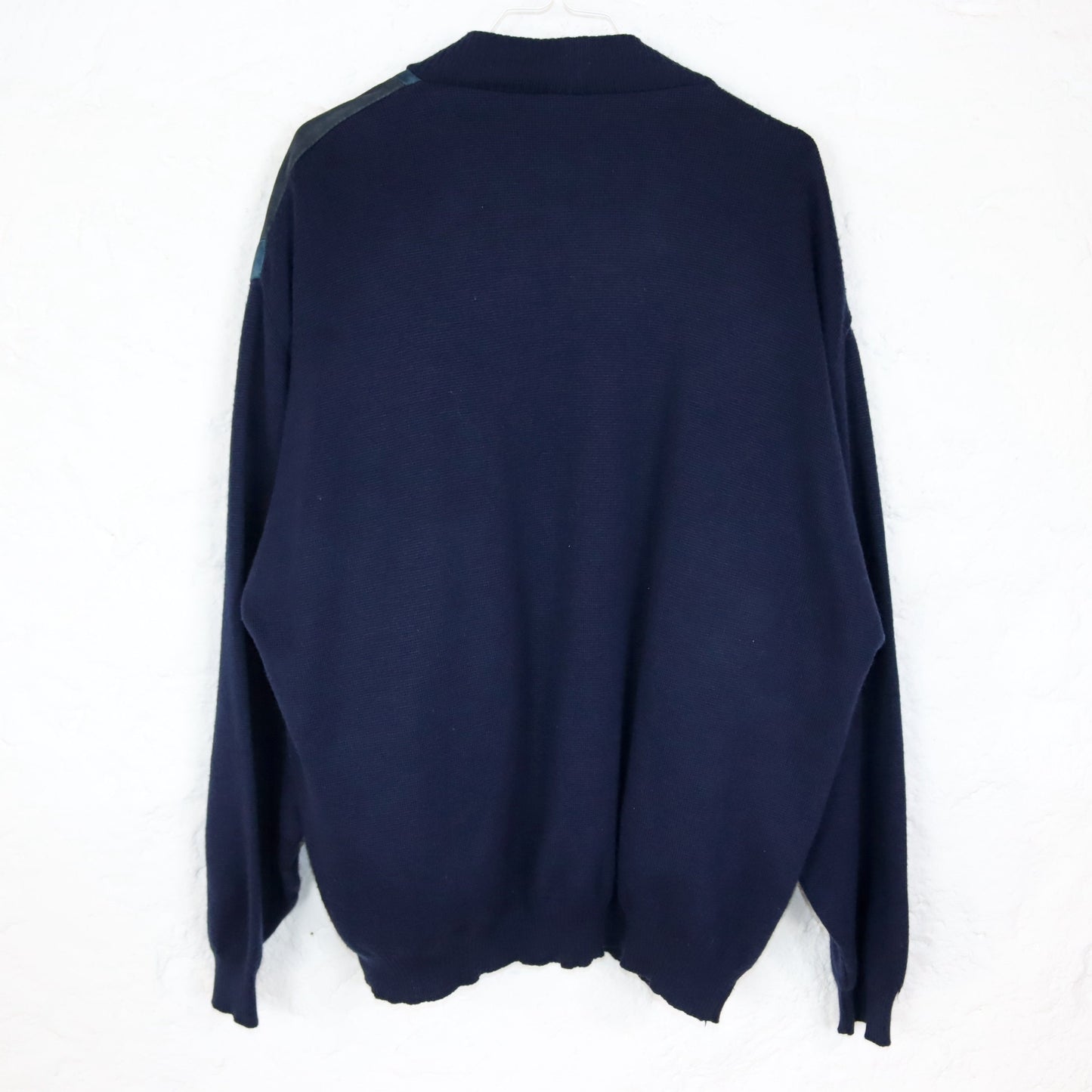 Vintage 80er 90er PAOLO BARBIERI Cardigan Wildleder Strick dunkelblau 56 XL