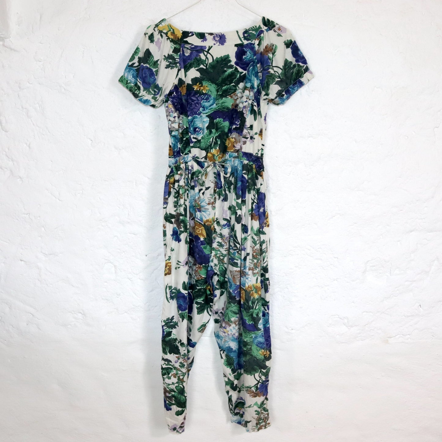 Vintage 80s 90s EQUATION one-piece overall short sleeve crazy pattern floral pattern S
