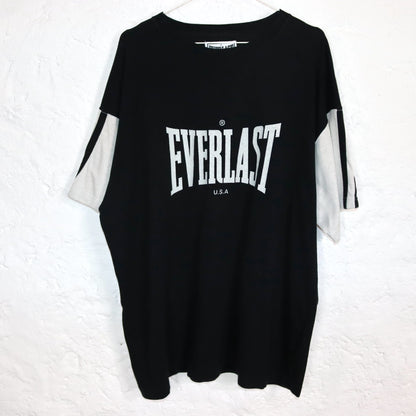 Vintage 80s 90s EVERLAST T-Shirt short sleeve black grey print XL