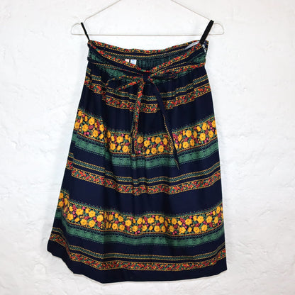 Vintage 70er 80er HERZMÄDEL Bekleidung Erfurt DDR Zweiteiler Rock Top Kleid gemustert S