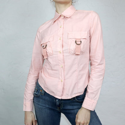 Vintage 90s 00s Y2k KILLAH blouse shirt long sleeve pink Deadstock S