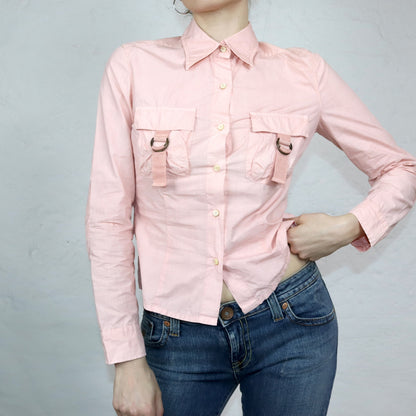 Vintage 90s 00s Y2k KILLAH blouse shirt long sleeve pink Deadstock S