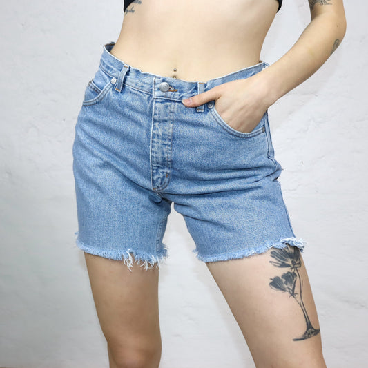 Vintage 80s 90s RIFLE shorts jeans light blue W32