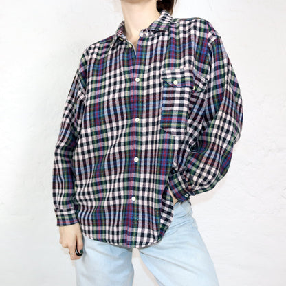 Vintage 80er 90er Flanellhemd Hemd langarm kariert bunt M