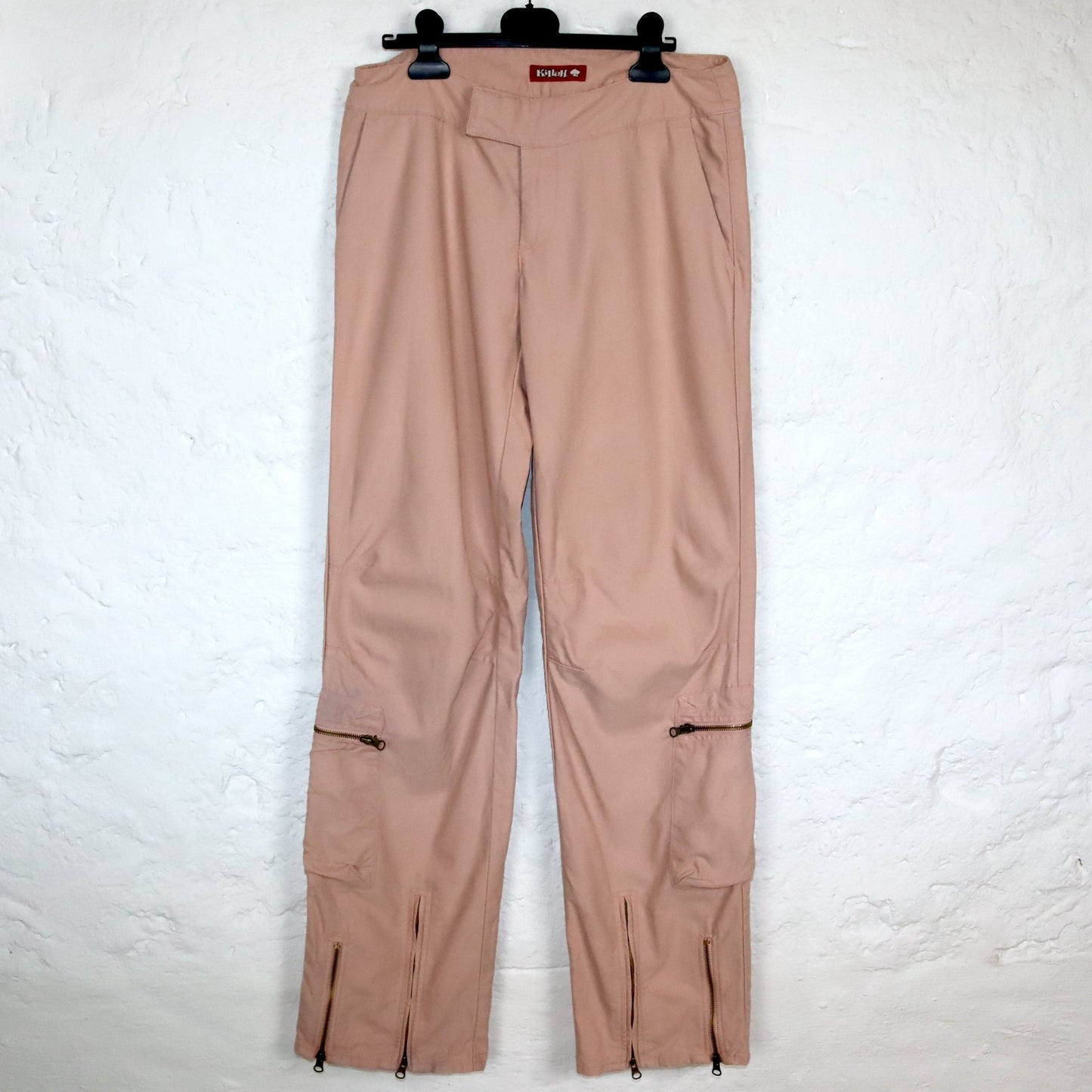 Vintage 90er 00er Y2k KILLAH Hose Schlaghose rosa Reißverschlüsse low waist Deadstock W28
